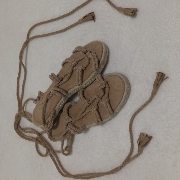 Joie Ceasar Tan Suede Leather Gladiator Lace Up Espadrille Sandals NWOT - Picture 2 of 15